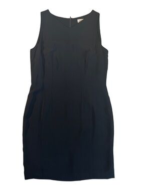 Valerie Stevens High V Neck Black Midi Sheath Dress
